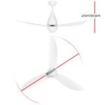 Devanti 52'' Ceiling Fan DC Motor LED Light Remote Control - White - Image 2