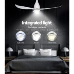 Devanti 52'' Ceiling Fan DC Motor LED Light Remote Control - White - Image 6