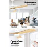 Devanti 52'' Ceiling Fan DC Motor LED Light Remote - Light Wood - Image 6