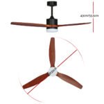 Devanti 52'' Ceiling Fan DC Motor 3 Blades w/Light - Dark Wood - Image 3