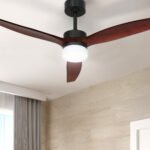 Devanti 52'' Ceiling Fan DC Motor 3 Blades w/Light - Dark Wood - Image 5