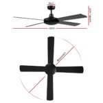 Devanti 52'' Ceiling Fan DC Motor 4 Blades w/Remote - Black - Image 3