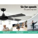 Devanti 52'' Ceiling Fan DC Motor 4 Blades w/Remote - Black - Image 4