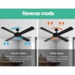 Devanti 52'' Ceiling Fan DC Motor 4 Blades w/Remote - Black - Image 7