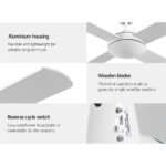 Devanti 52'' Ceiling Fan DC Motor 4 Blades w/Remote - White - Image 6