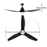 Devanti 64 Inch Ceiling Fan DC Motor w/Light w/Remote - Black - Image 2