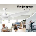 Devanti 64'' Ceiling Fan DC Motor w/Light w/Remote - White - Image 3