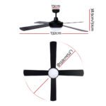 Devanti 52'' Ceiling Fan DC Motor w/Light w/Remote - Black - Image 3