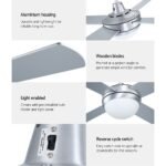 Devanti 52'' Ceiling Fan DC Motor w/Light w/Remote - Silver - Image 8