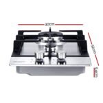 Devanti Gas Cooktop 30cm 2 Burner Silvir - Image 2
