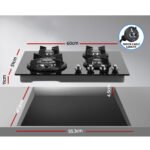 Devanti Gas Cooktop 60cm 4 Burner Black - Image 2