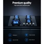 Devanti Gas Cooktop 60cm 4 Burner Black - Image 4