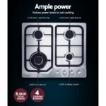 Devanti Gas Cooktop 60cm 4 Burner Silvir - Image 5