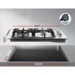 Devanti Gas Cooktop 60cm Stove Hob Silvir - Image 2