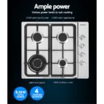 Devanti Gas Cooktop 60cm Stove Hob Silvir - Image 5