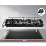 Devanti Gas Cooktop 90cm 5 Burner Black - Image 2