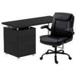 Artiss Computer Desk Executive Office Chairs Sets Black