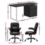 Artiss Computer Desk Executive Office Chairs Sets Black - Image 2