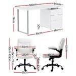 Artiss Computer Desk Executive Office Chairs Sets White - Image 2