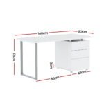 Artiss Computer Desk Drawer White 140CM - Image 2