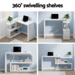 Artiss Computer Desk L-Shape Bookshelf White - Image 4