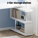 Artiss Computer Desk L-Shape Bookshelf White - Image 5