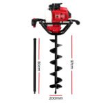 Giantz 63CC Post Hole Digger 200mm Petrol Drill Extension Auger Bits - Image 2