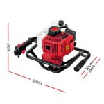 Giantz 65CC Post Hole Digger Motor Only Petrol Engine Red - Image 2