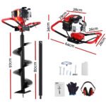 Giantz 65CC Post Hole Digger 300mm Petrol Drill Auger Extension Bits - Image 2