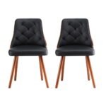 1 Set of 2 Artiss Dining Chairs Black PU - Image 3