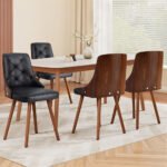 1 Set of 4 Artiss Dining Chairs Black PU - Image 7