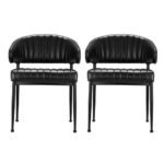 Artiss Dining Chairs Set of 2 Leather Hollow Armchair Black - Image 3