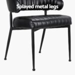 Artiss Dining Chairs Set of 2 Leather Hollow Armchair Black - Image 6