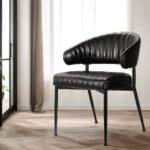 Artiss Dining Chairs Set of 2 Leather Hollow Armchair Black - Image 7