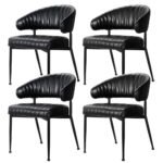 Artiss Dining Chairs Set of 4 Leather Hollow Armchair Black