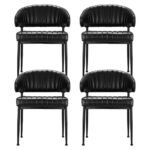 Artiss Dining Chairs Set of 4 Leather Hollow Armchair Black - Image 3