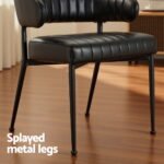 Artiss Dining Chairs Set of 4 Leather Hollow Armchair Black - Image 6