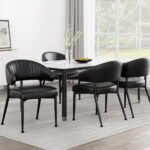 Artiss Dining Chairs Set of 4 Leather Hollow Armchair Black - Image 7