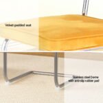 Artiss Dining Chairs Set of 2 Velvet Rattan Cantilever Yellow - Image 6