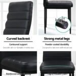 Artiss Dining Chairs Set of 4 Leather Channel Tufted Black - Image 4