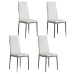 Artiss Dining Chairs Set of 4 Leather Channel Tufted White