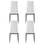 Artiss Dining Chairs Set of 4 Leather Channel Tufted White - Image 3