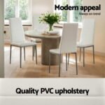 Artiss Dining Chairs Set of 4 Leather Channel Tufted White - Image 4