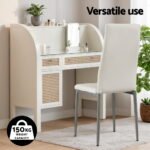 Artiss Dining Chairs Set of 4 Leather Channel Tufted White - Image 5