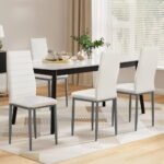 Artiss Dining Chairs Set of 4 Leather Channel Tufted White - Image 7