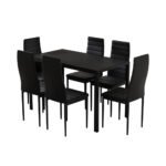 Artiss Dining Chairs and Table Dining Set 6 Chair Set Of 7 Black - Image 7