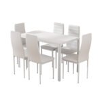 Artiss Dining Chairs and Table Dining Set 6 Chair Set Of 7 White - Image 7