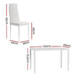 Artiss Dining Chairs and Table Dining Set 6 Chair Set Of 7 White - Image 2