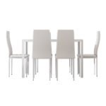 Artiss Dining Chairs and Table Dining Set 6 Chair Set Of 7 White - Image 3