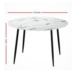 Artiss Dining Table Round Marble Effect 110CM - Image 2